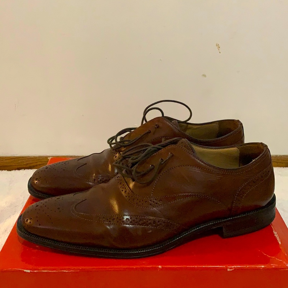 Brown dress shoes.